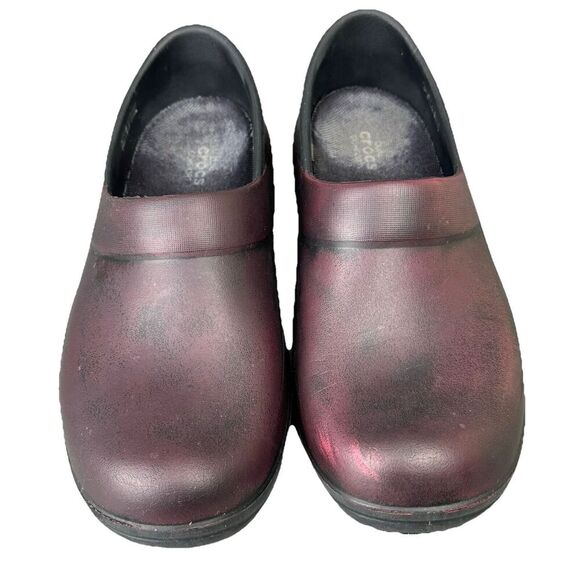 CROCS Clogs Shoes Women's Sz 8 Black & Burgundy Neria Pro II Dual Distressed - Picture 7 of 13